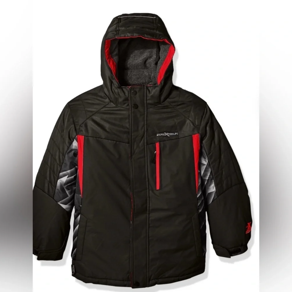 ZeroXposur  Puffy Black Jacket with Red and Gray Accents
